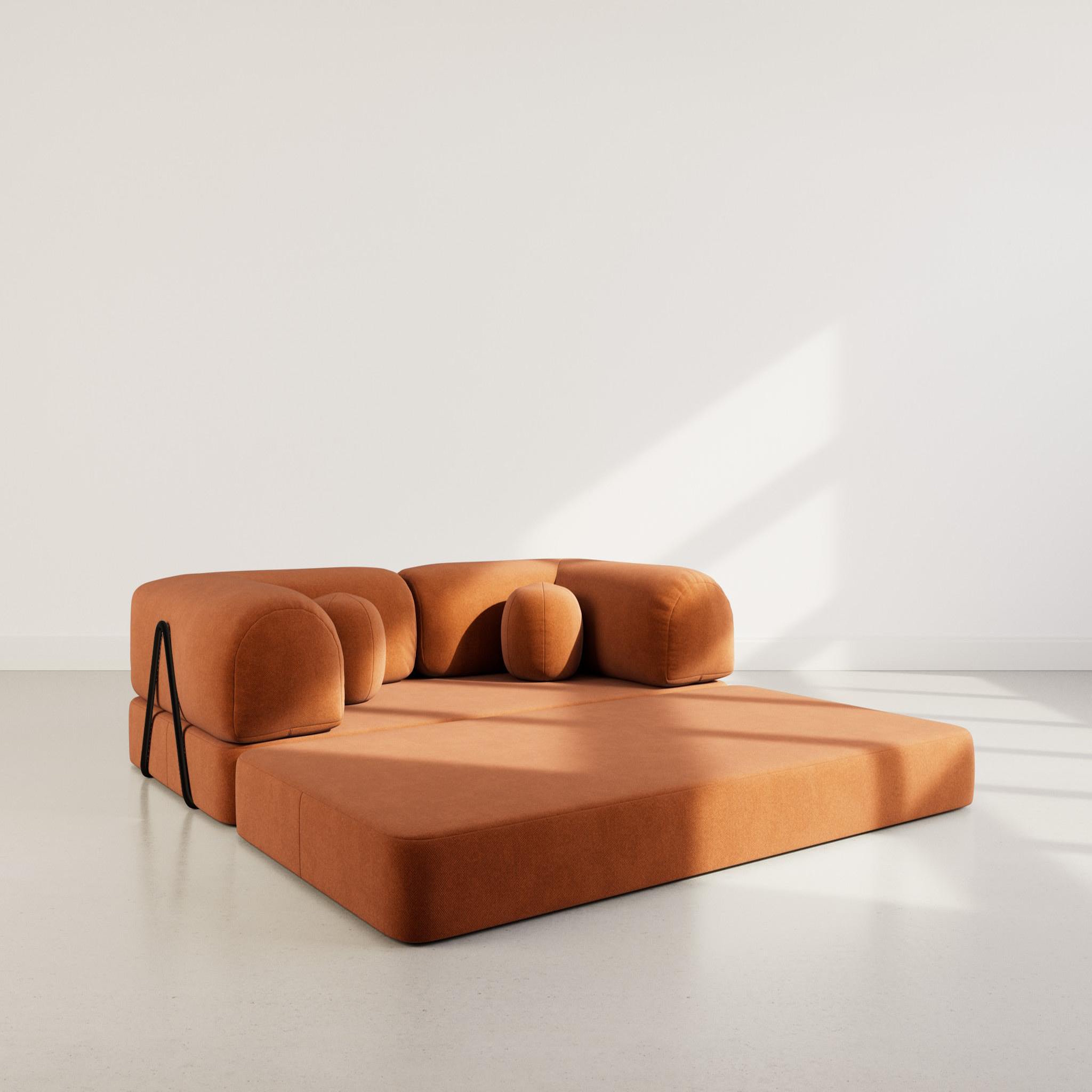 Voir la diapositive 2 : BEST MOBILIER Nebula - canapé 3 places convertible en velours texturé