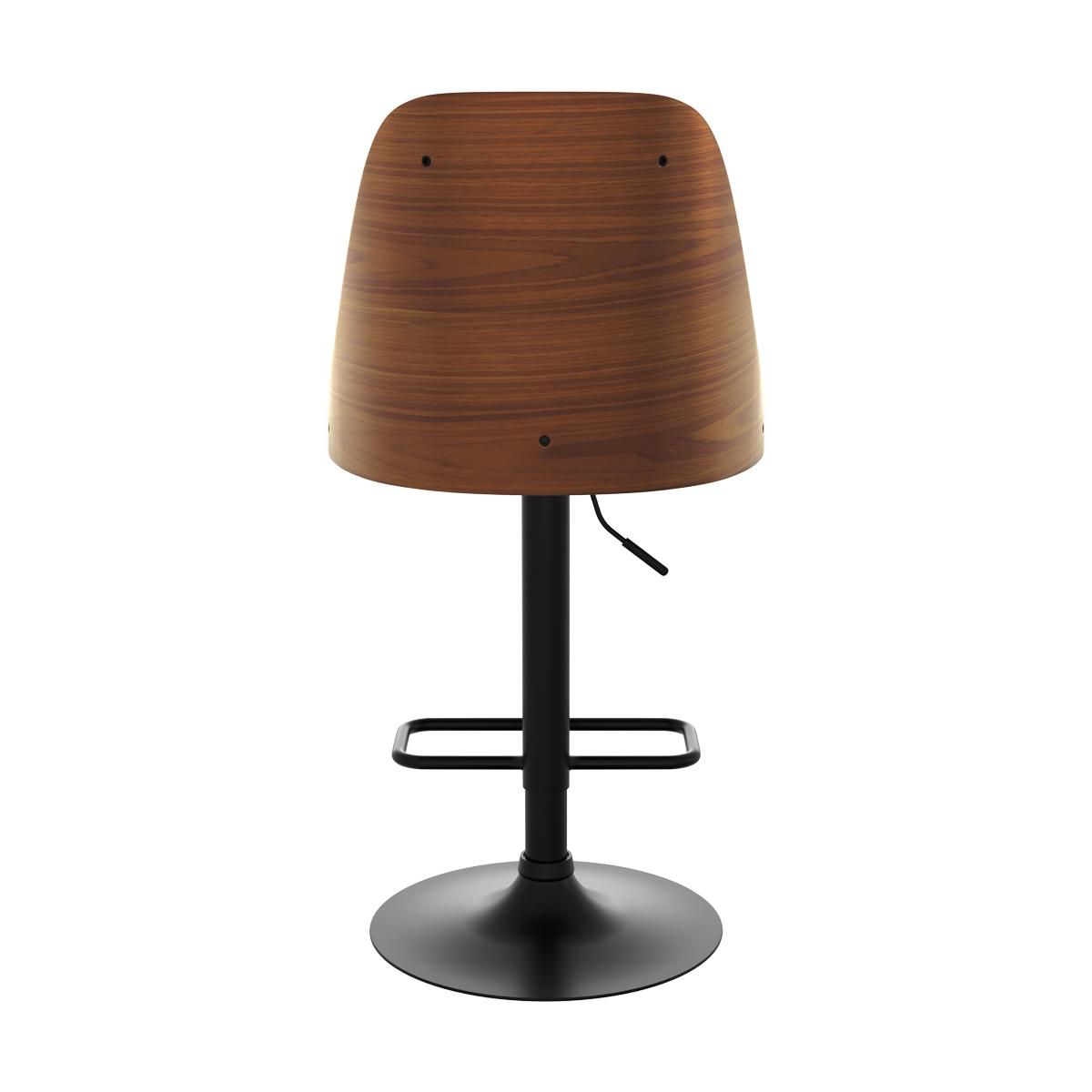 Rendez vous déco Chaise de bar réglable et pivotante en bois foncé et PU noir 56/77 cm - Georges