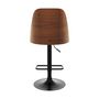 Voir la diapositive 6 : Rendez vous déco Chaise de bar réglable et pivotante en bois foncé et PU noir 56/77 cm - Georges
