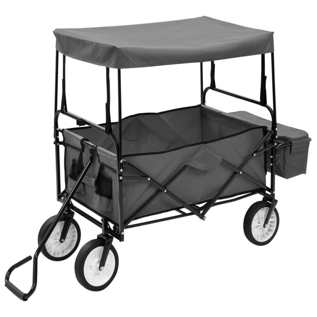 VIDAXL Chariot a main pliable avec toit Acier Gris