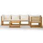 Voir la diapositive 3 : VIDAXL Salon de jardin 6 pcs avec coussin Creme Bois d'acacia solide