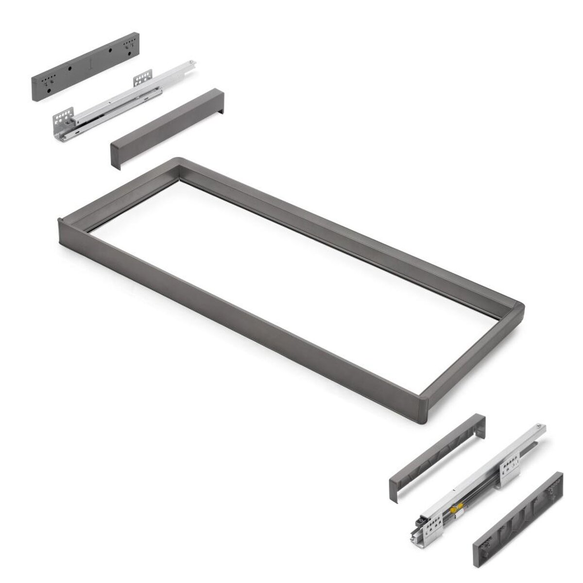 EMUCA SRL Rack avec glissières à extension totale et à fermeture douce pour accessoires d'armoire Quartz -  912-938mm -  Aluminium et plastique -  Titane