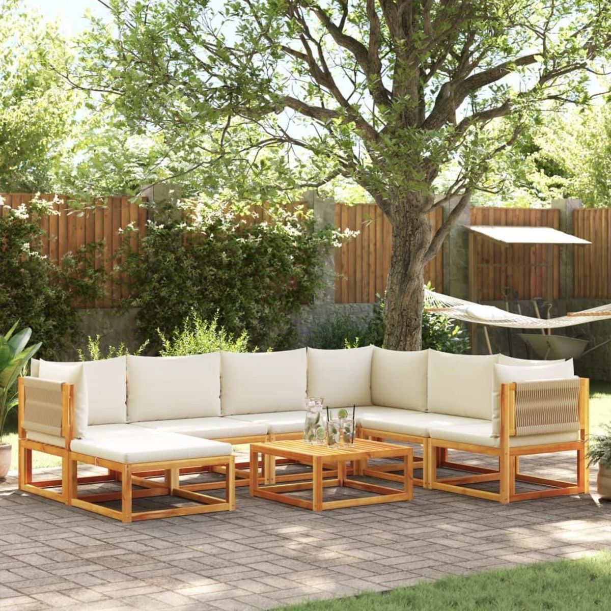 VIDAXL Salon de jardin avec coussins 8 pcs bois massif d'acacia