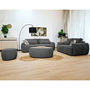 Voir la diapositive 4 : BEST MOBILIER Mahina - table basse ovale - en tissu bouclette et plateau effet bois - 114 cm