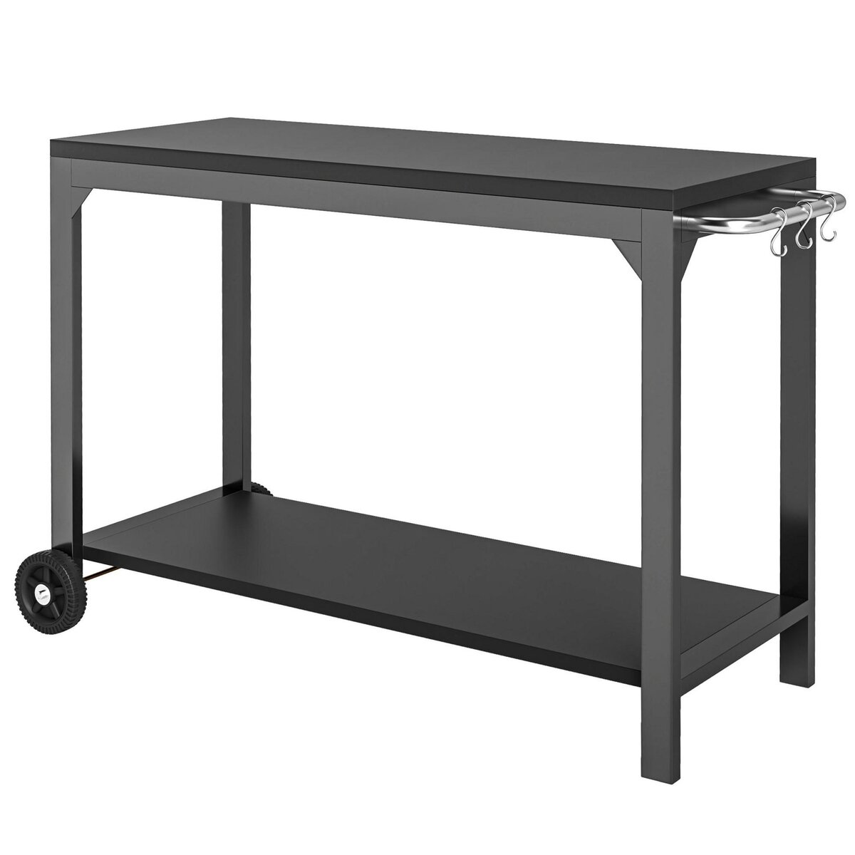 HOMCOM Desserte de jardin - desserte pour plancha - chariot de service à roulettes multi-rangements acier noir
