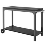 HOMCOM Desserte de jardin - desserte pour plancha - chariot de service à roulettes multi-rangements acier noir