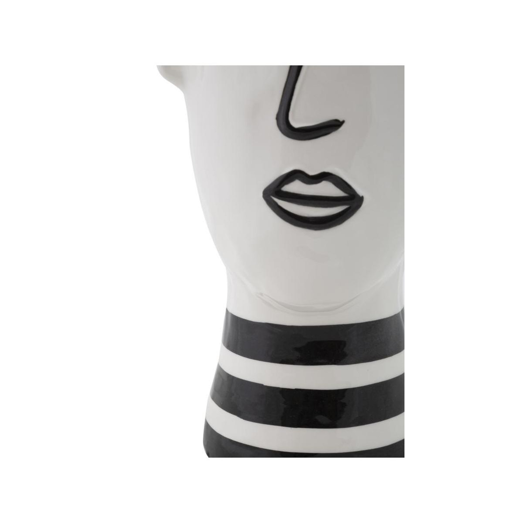 Voir la diapositive 2 : Paris Prix Vase déco visage en porcelaine  face  26cm blanc & noir