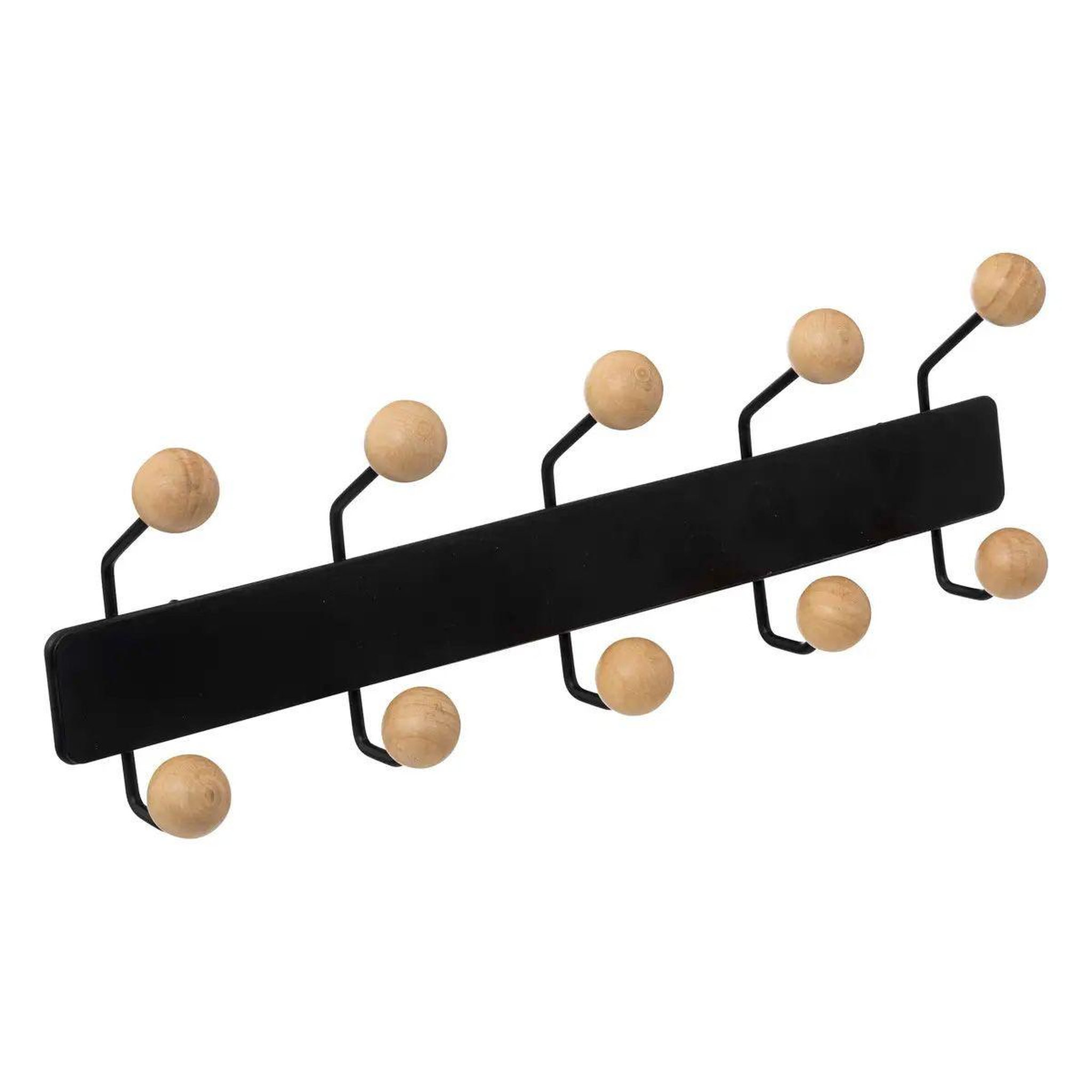 FIVE Patère murale en bois  10 boules  44cm noir