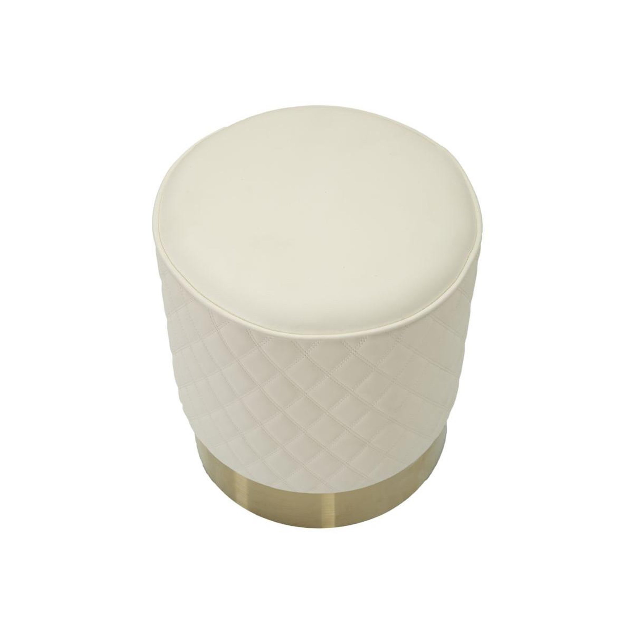 Voir la diapositive 2 : Paris Prix Pouf matelassé  sharon  38cm blanc & or