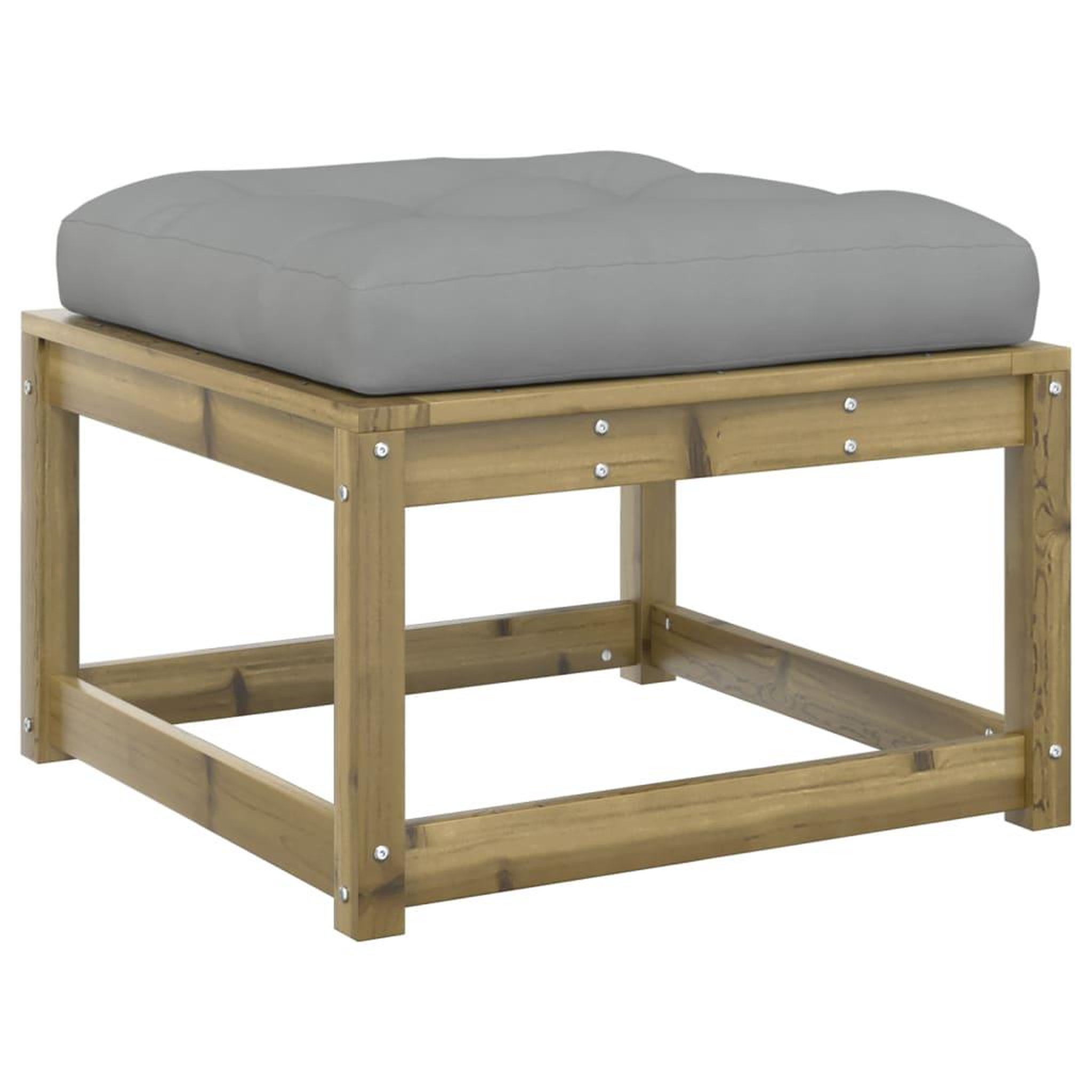 Voir la diapositive 2 : VIDAXL Repose-pied de jardin avec coussins bois de pin impregne