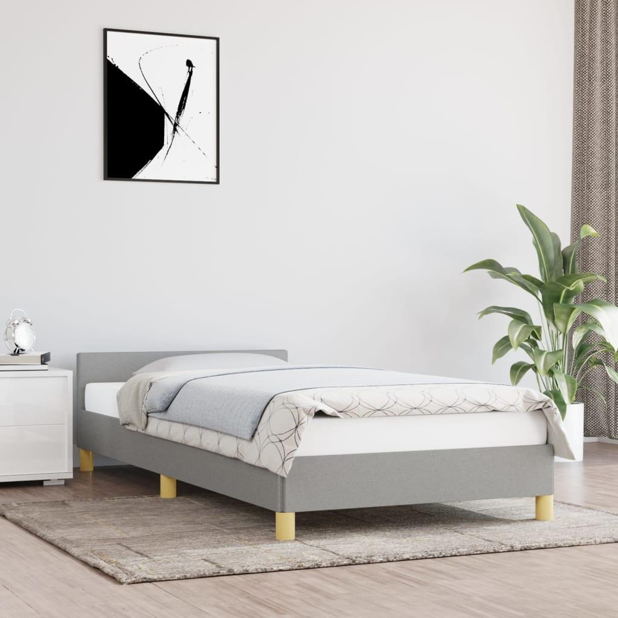 Voir la diapositive 1 : VIDAXL Cadre de lit sans matelas gris clair 80x200 cm tissu