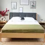 HOMIFAB Lit double 160x200cm en placage chêne avec tête de lit en tissu gris - Nova