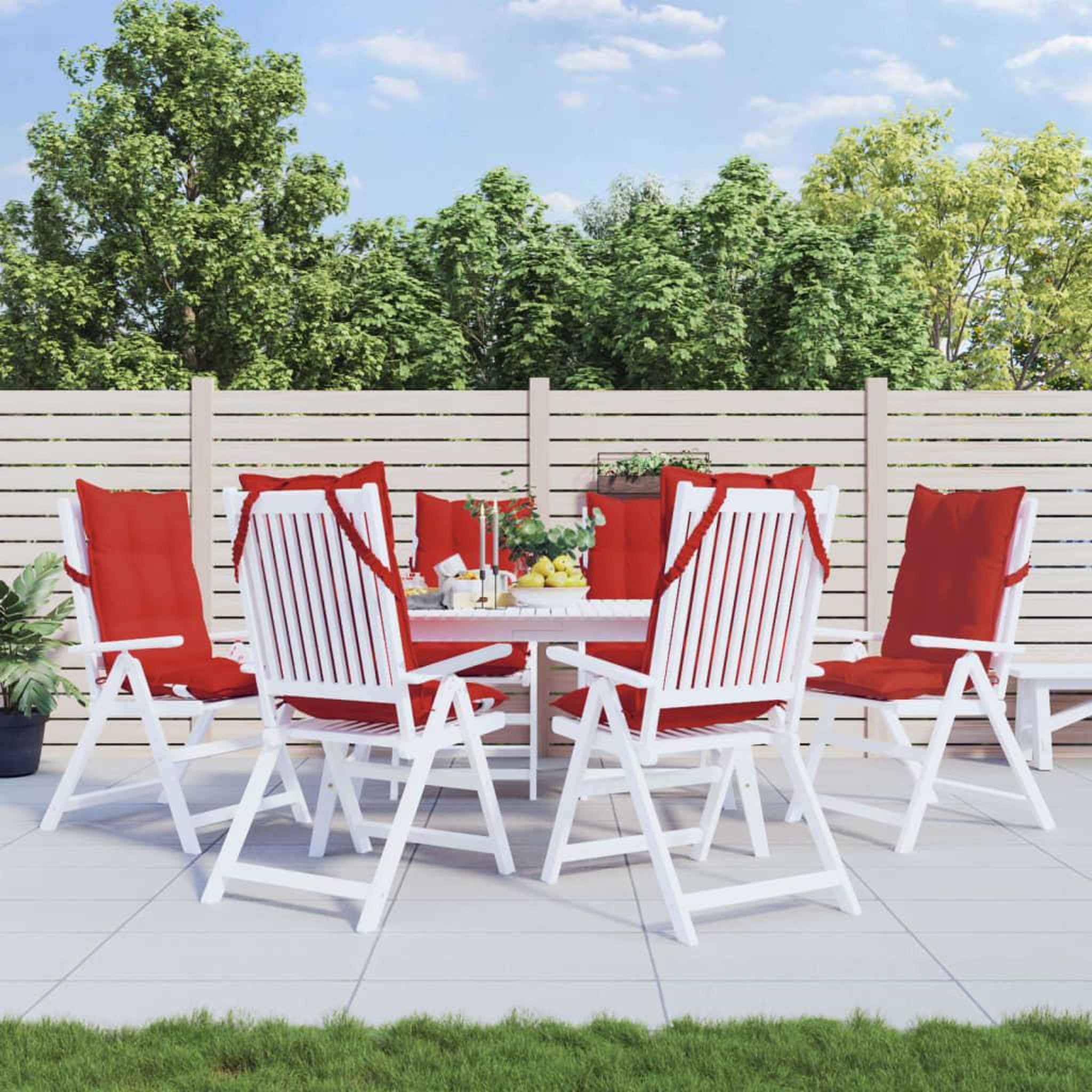 VIDAXL Coussins de chaise a dossier haut lot de 6 rouge tissu oxford