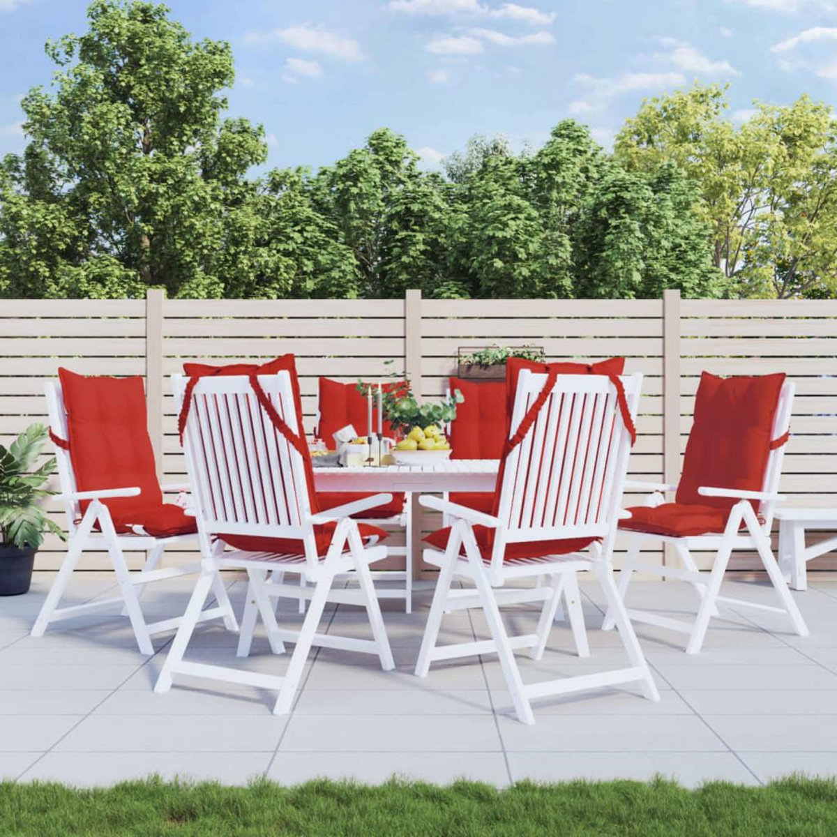 VIDAXL Coussins de chaise a dossier haut lot de 6 rouge tissu oxford