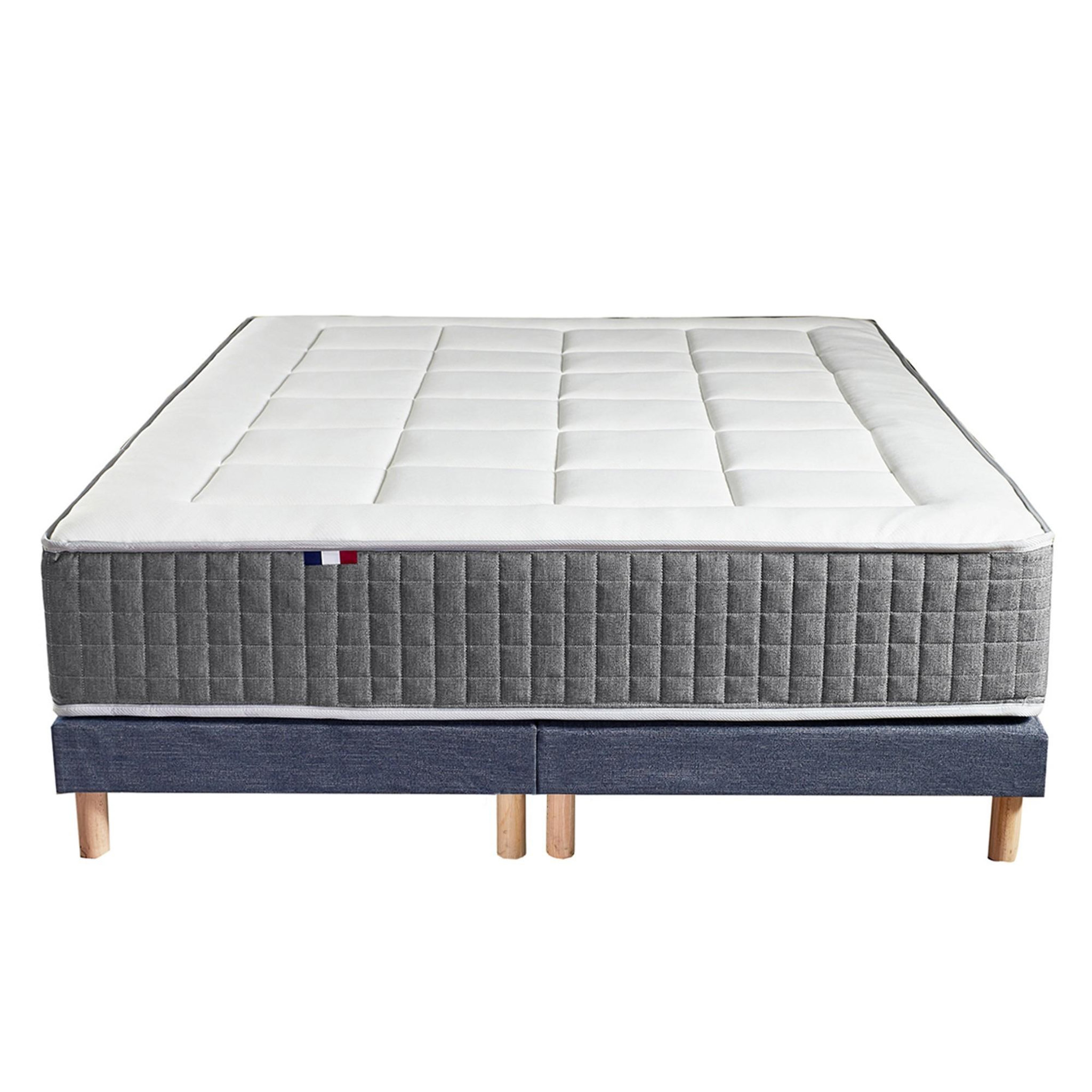 Voir la diapositive 6 : IDLITERIE Ensemble Matelas Ressort 7 zones H.28cm + Sommier Fabriqué en France MAX