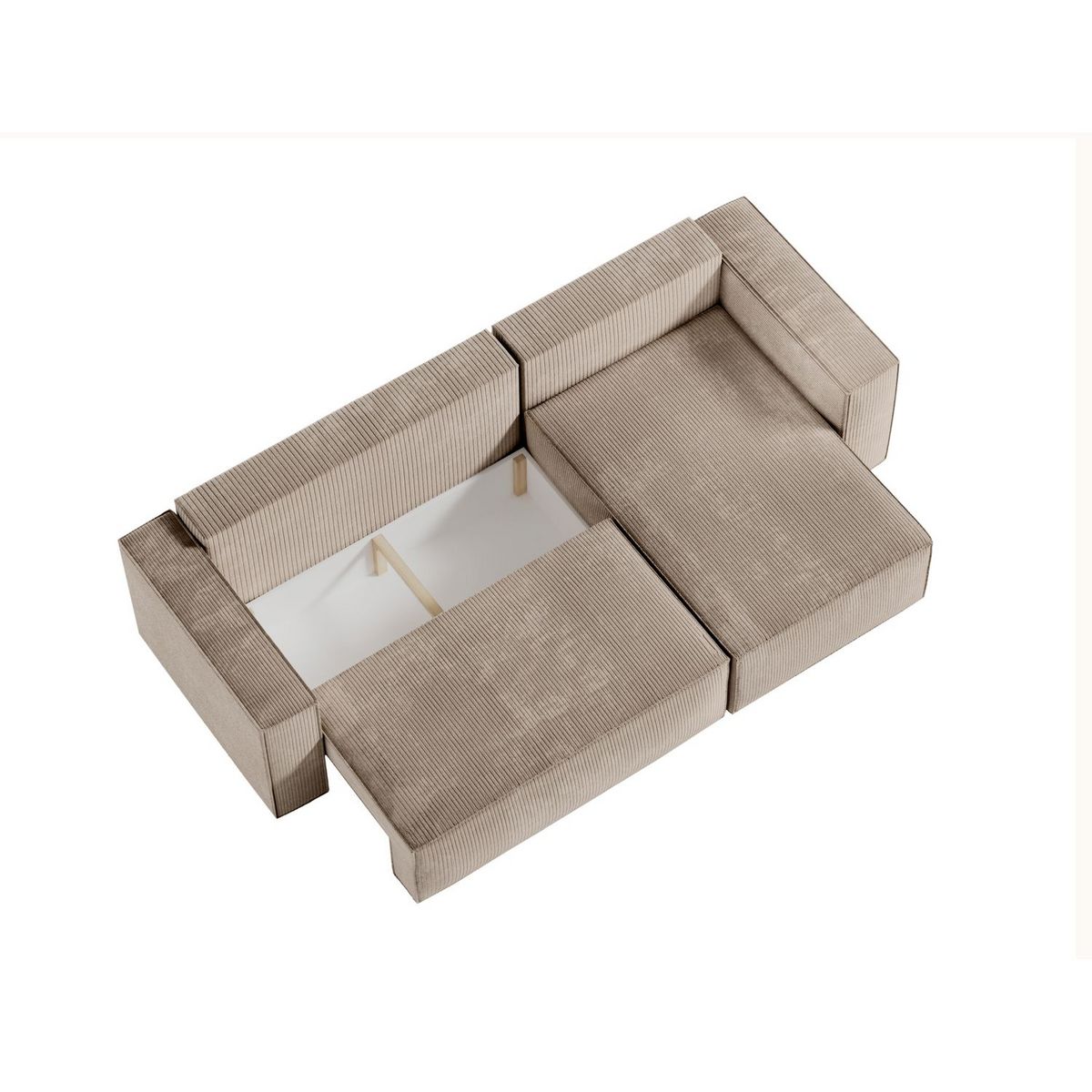 Canapé d'angle convertible réversible 3 places + 1  pouf velours côtelé  DAPHNE