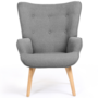 Voir la diapositive 3 : ID MARKET Fauteuil scandinave IVAR en tissu gris clair