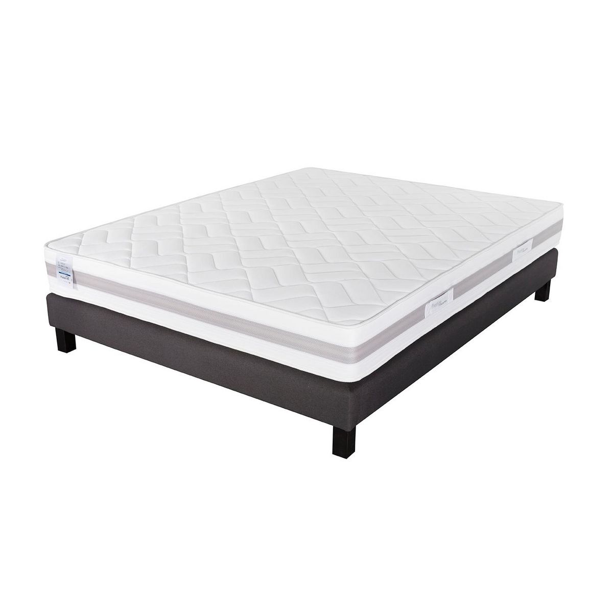 PRESTIGE Collection Ensemble matelas ressorts ensachés + Sommier gris 160x200 cm MATRIX