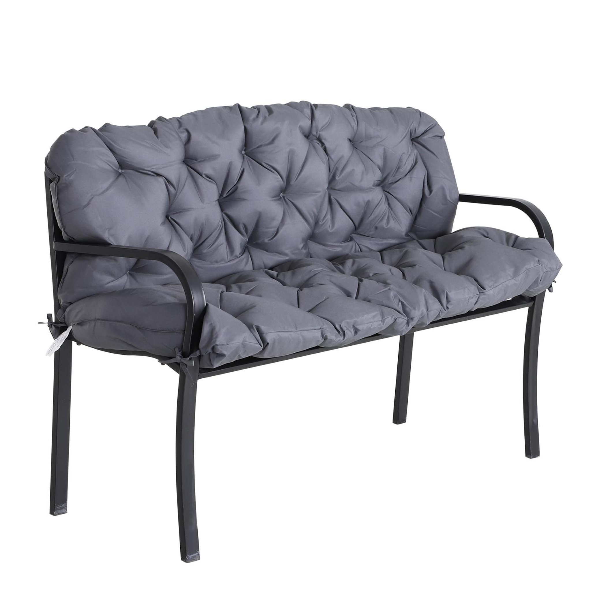Voir la diapositive 2 : OUTSUNNY Coussin matelas assise dossier pour banc de jardin balancelle canapé 3 places grand confort 150 x 98 x 8 cm gris