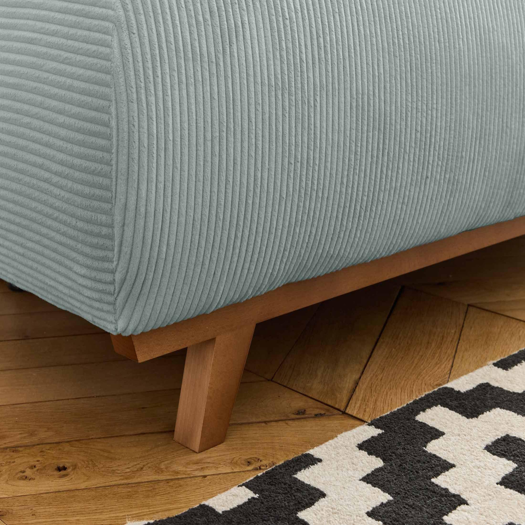 Voir la diapositive 4 : BEST MOBILIER Cristal - canapé 3 places - convertible avec coffre et pouf - en velours côtelé