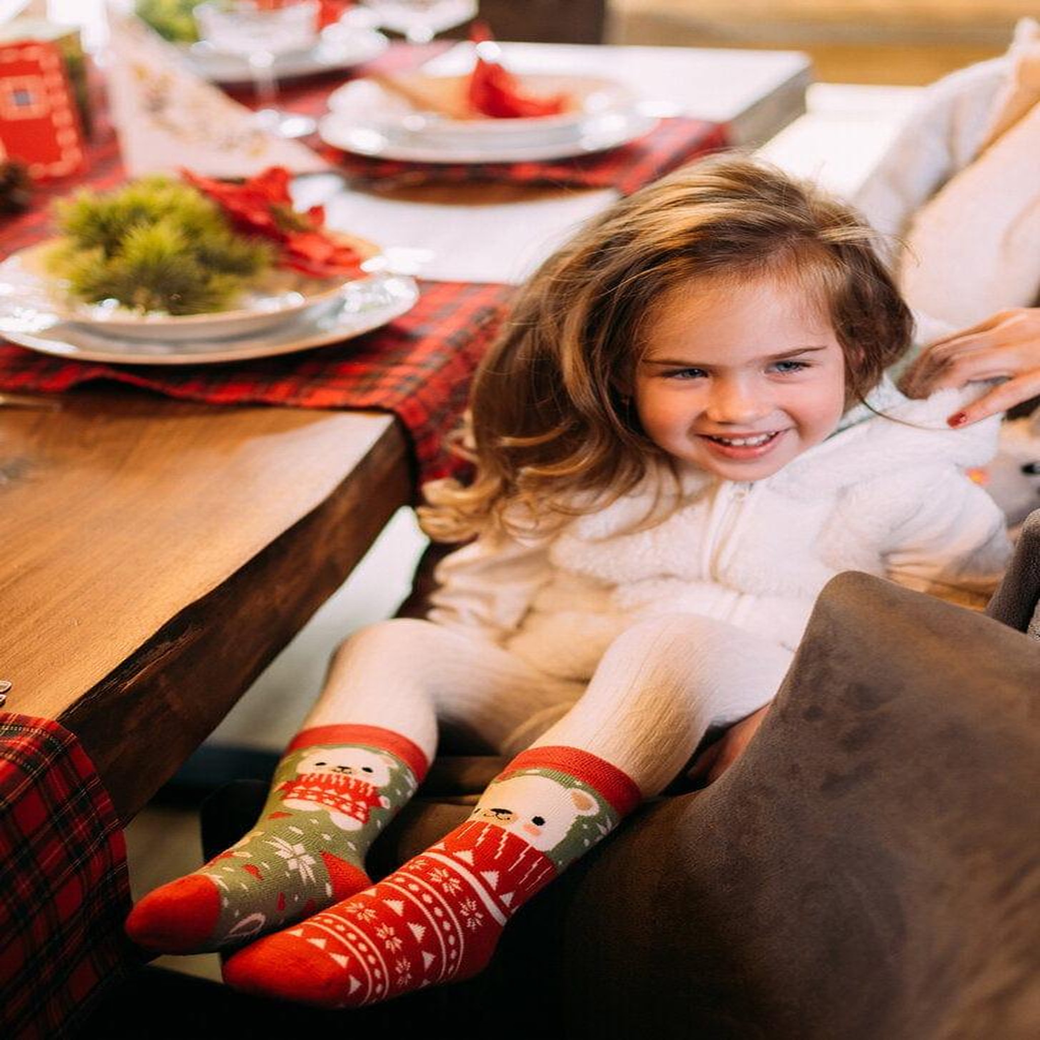 Voir la diapositive 2 : DEDOLES Chaussettes chaudes enfants ours à l'écharpe