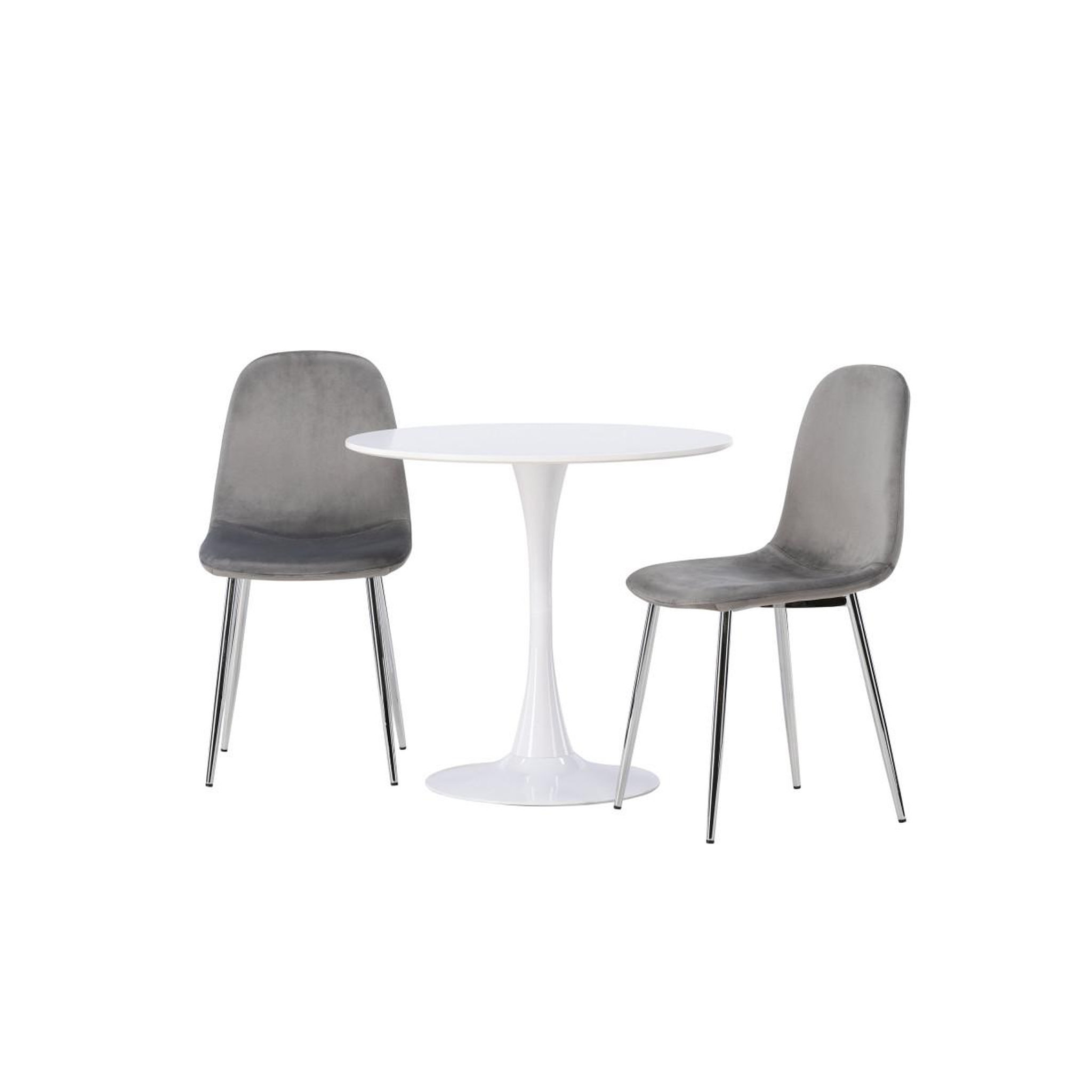 Voir la diapositive 5 : Paris Prix Ensemble table à manger & 2 chaises  hamden & eva  80cm blanc & gris clair