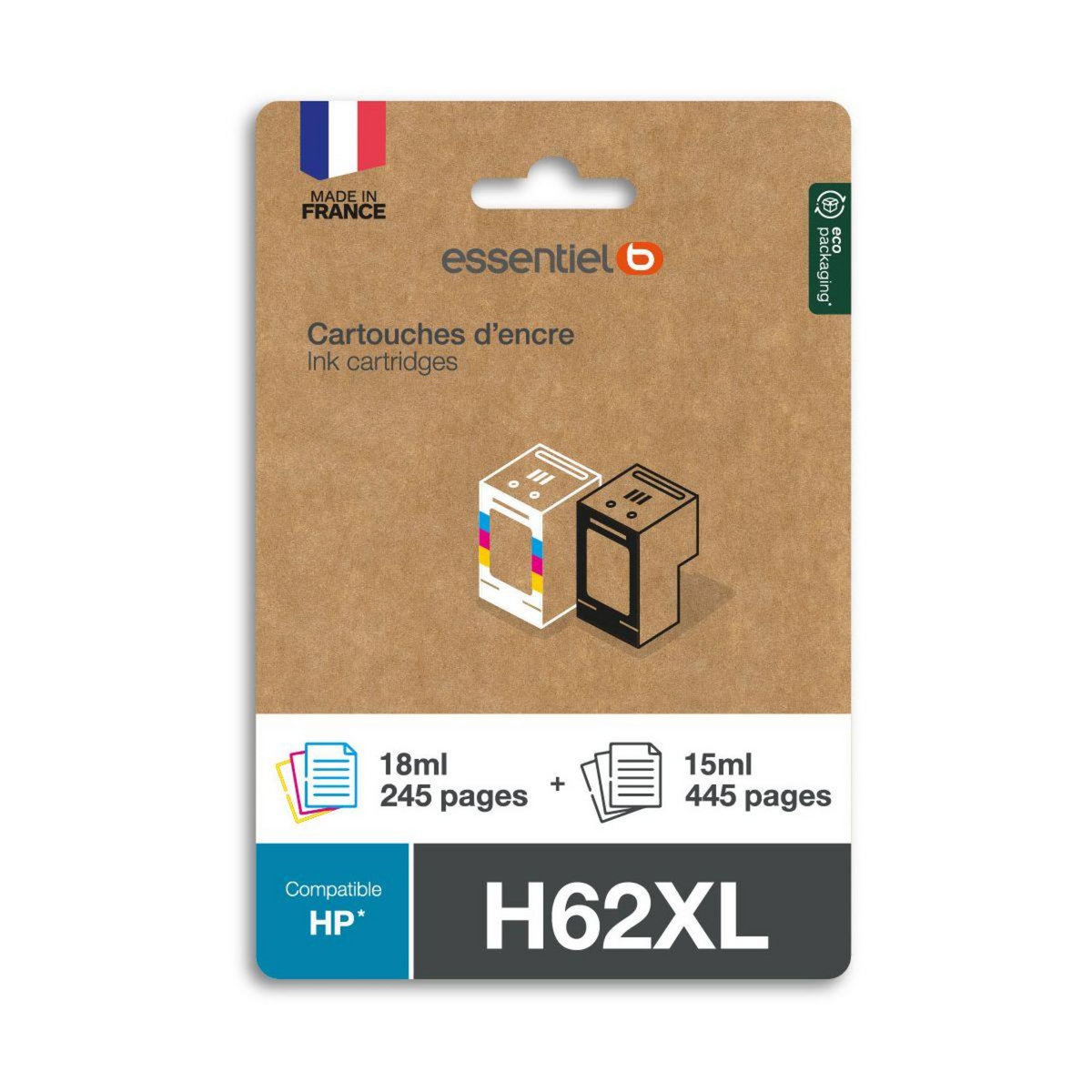 ESSENTIEL B Cartouche Pack Compatible H62 XL (Noir + 3 Couleurs Haute Capacité)