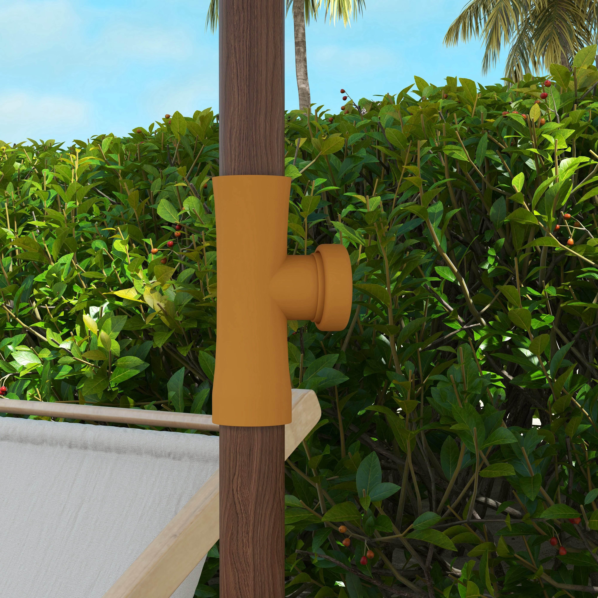 Voir la diapositive 5 : OUTSUNNY Parasol droit de plage jardin style bohème à franges UV40+ crème