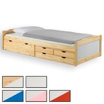 IDIMEX Lit fonctionnel en pin ANDREA, 90 x 200 cm. Coloris disponibles : Bicolore