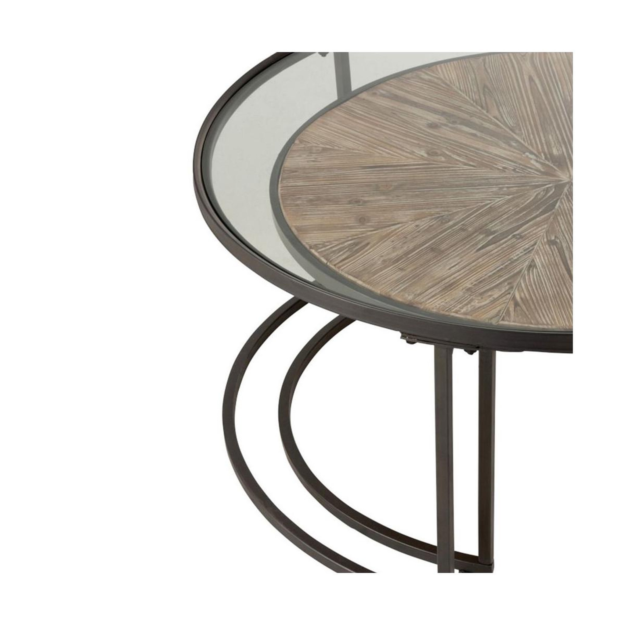 Voir la diapositive 6 : J-LINE Lot de 2 tables basses rondes  hexagone  91cm noir