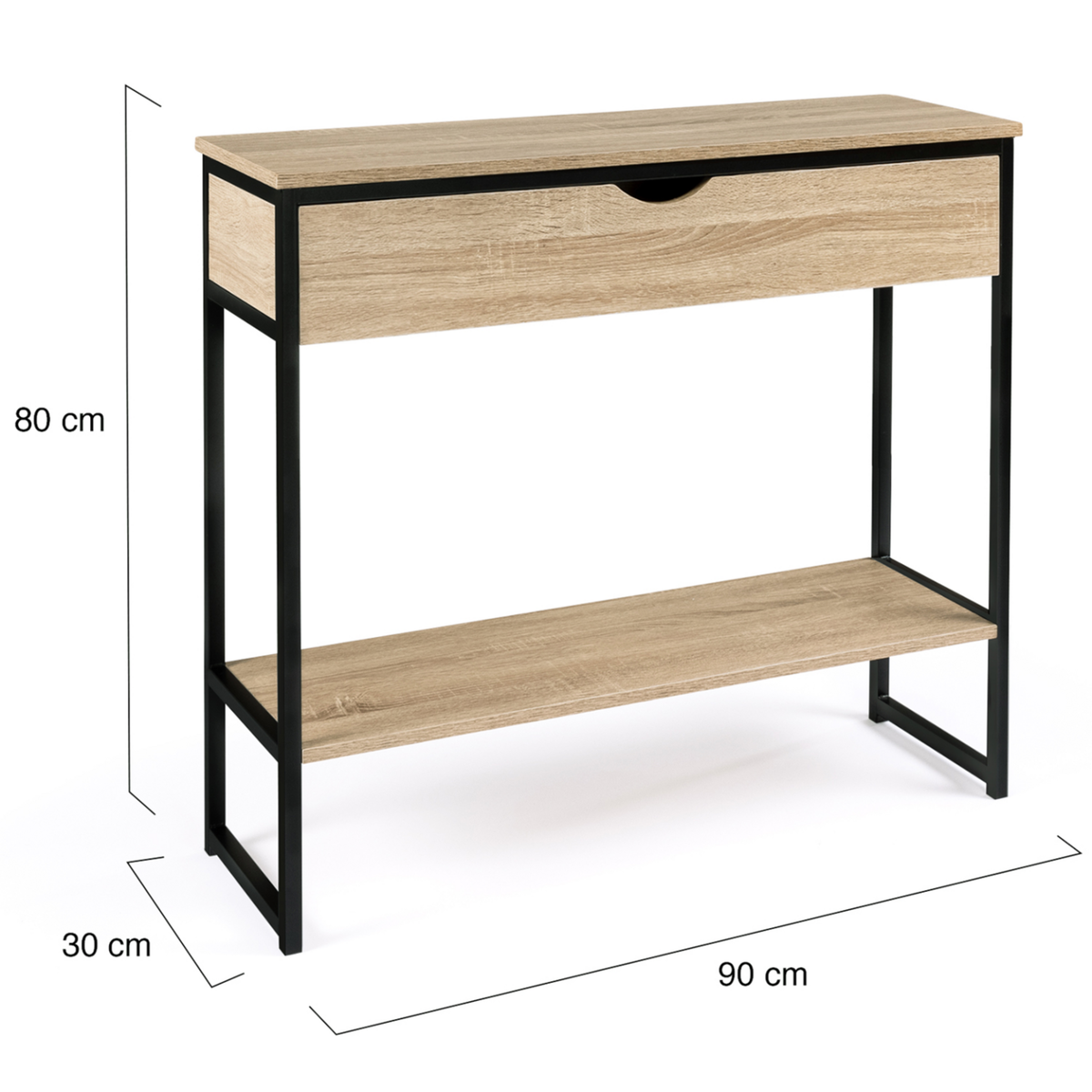 ID MARKET Console 1 tiroir DETROIT 1 étagère design industriel