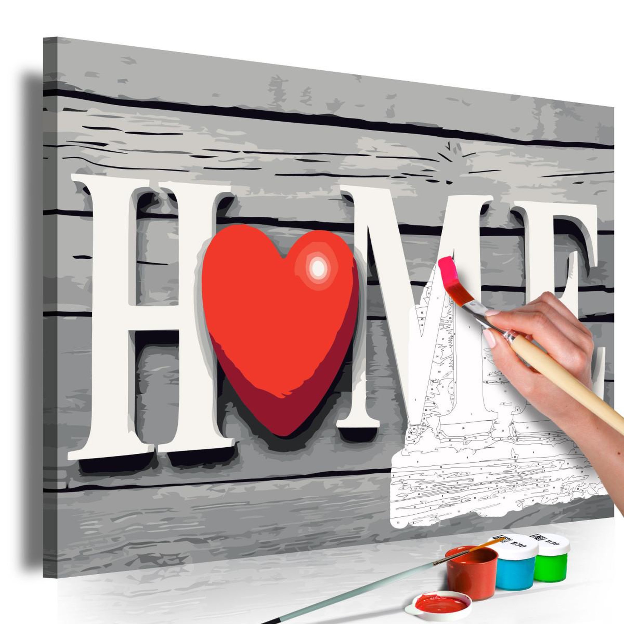 Voir la diapositive 1 : Paris Prix Tableau à Peindre Soi-Même  Home with Red Heart  40x60cm