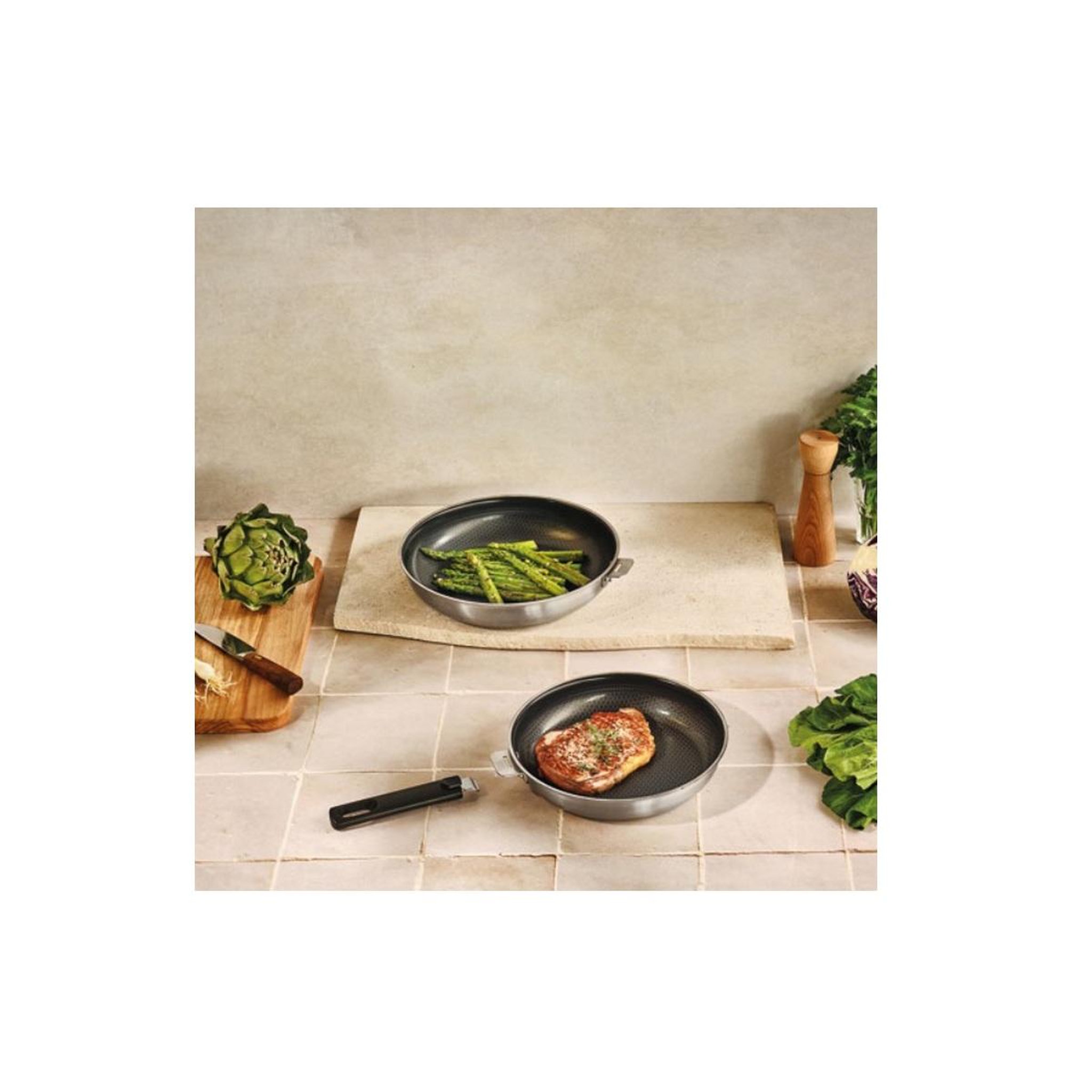 Voir la diapositive 2 : COSY & TRENDY Set 2 poêles inox 24/28cm inox + poignée - 5189005