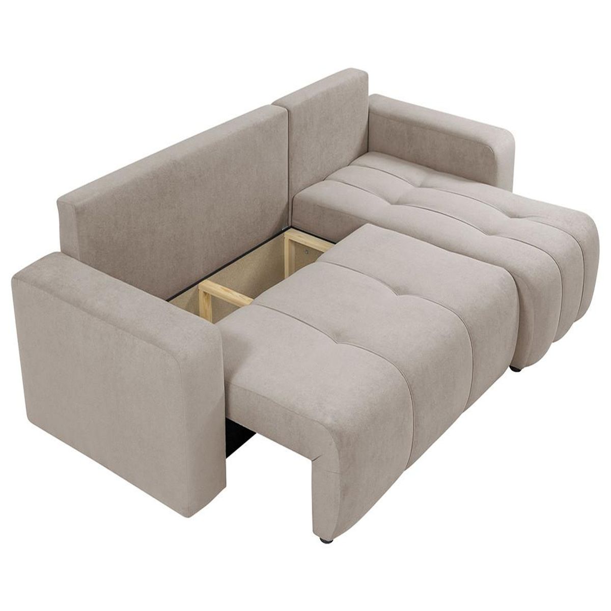 BEST MOBILIER Nicole - canapé d'angle réversible 4 places convertible avec coffre en tissu