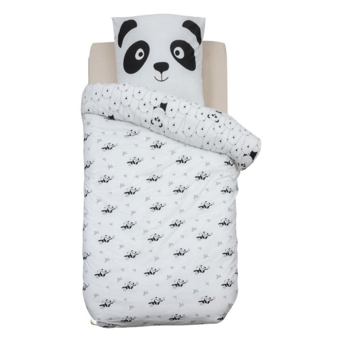 ATMOSPHERA Housse de couette enfant 140x200 Panda + taie coton 57 fils