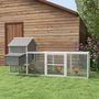 Voir la diapositive 2 : PAWHUT Poulailler cottage cage à poules sur pied dim. 310L x 149l x 149H cm multi-équipement bois sapin gris