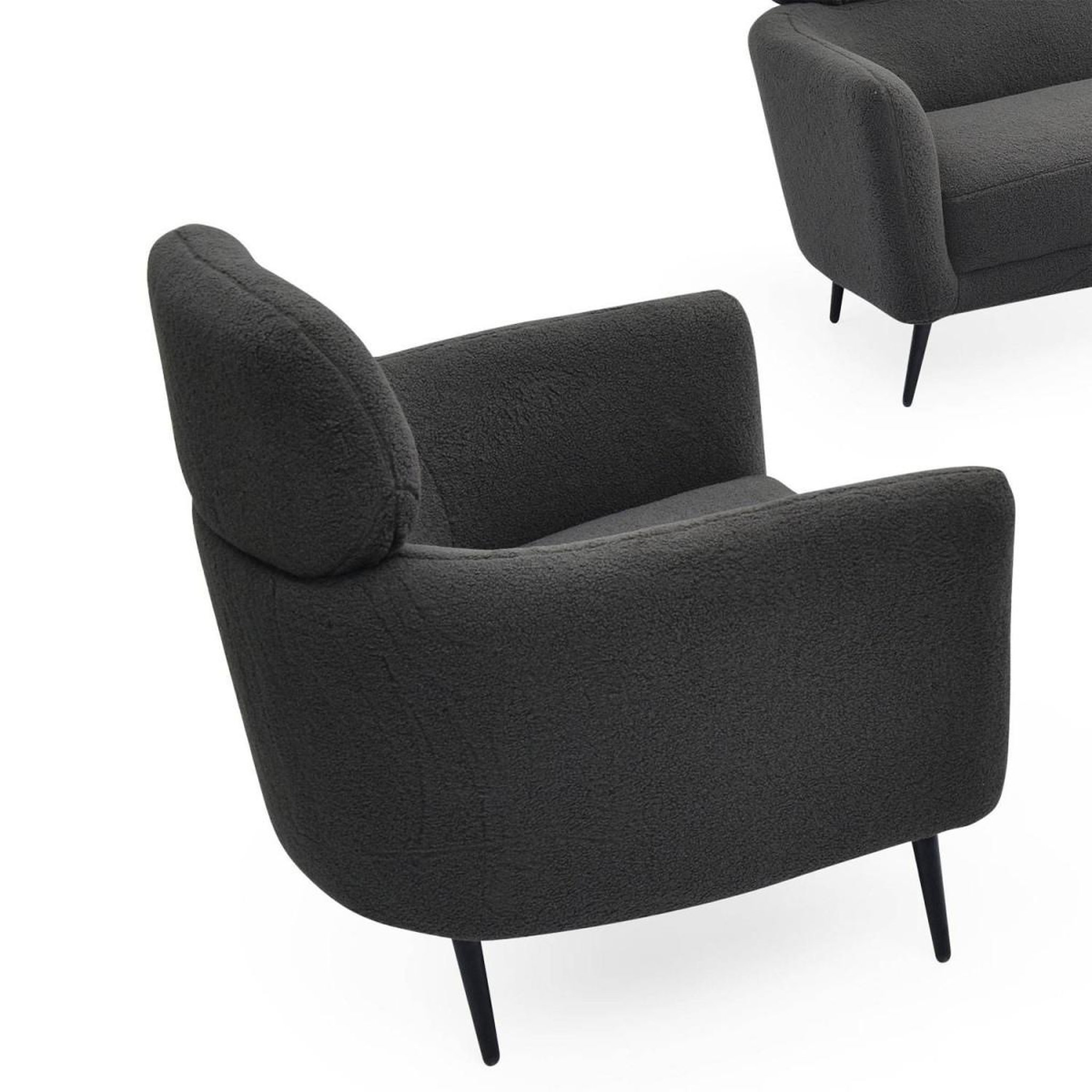 Voir la diapositive 4 : Paris Prix Fauteuil design bouclette  damien  86cm gris foncé