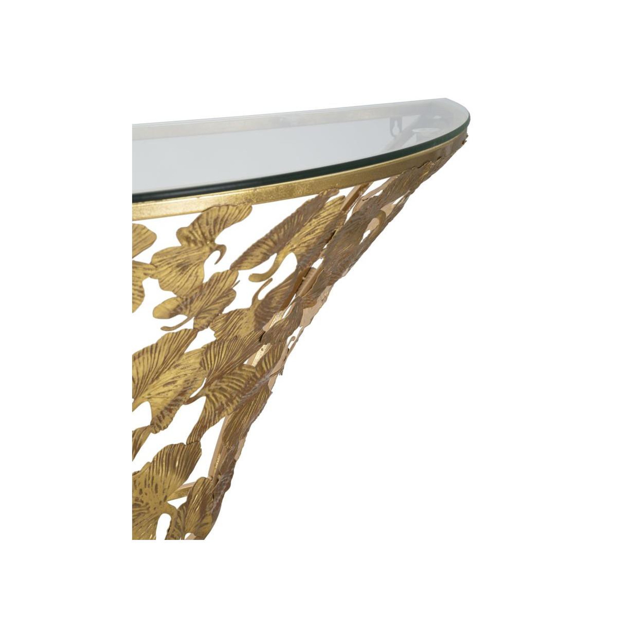 Voir la diapositive 3 : Paris Prix Console murale design  leaves  120cm or