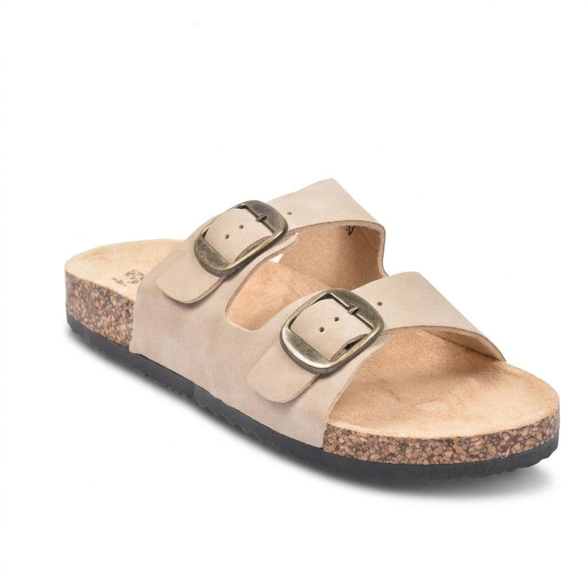 OZABI OZABI Sandales Mule 2 Boucles Nubuck Noir Beige Camel
