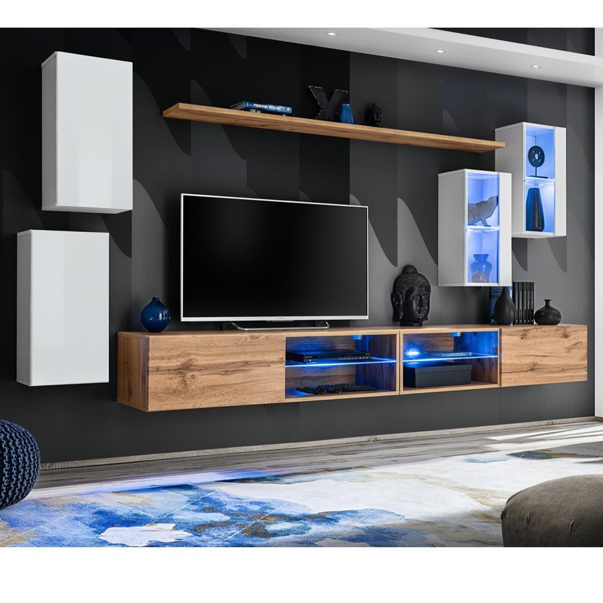 Paris Prix Ensemble meuble tv  switch xxv  280cm blanc & naturel