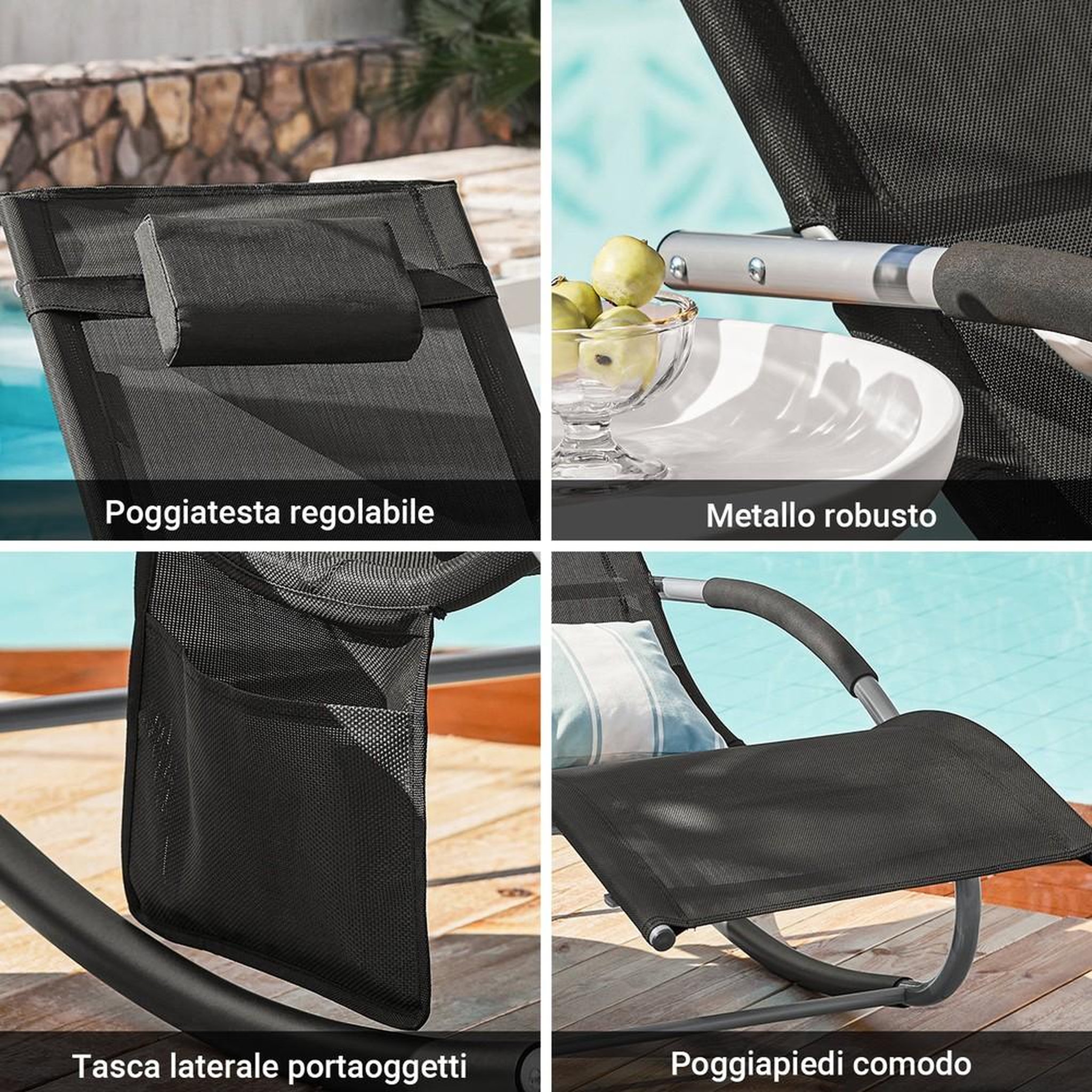 Voir la diapositive 6 : SOBUY SoBuy - Lot de 2 chaises à bascule pour jardin - Moderne - OGS28X2