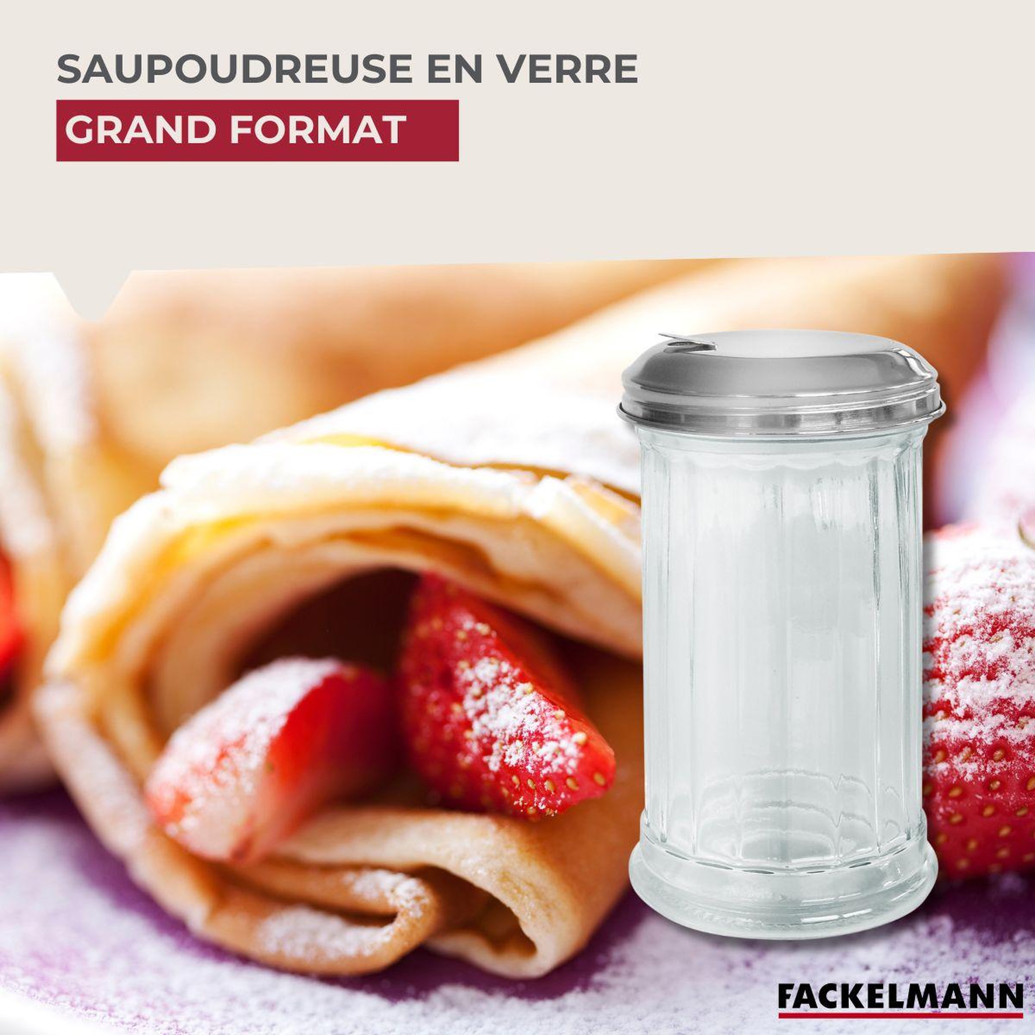 Voir la diapositive 2 : Fackelmann Saupoudreuse en verre pratique lot de 2, hauteur 14 cm ø 7,5 cm fackelmann basic