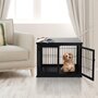 Voir la diapositive 4 : PAWHUT Cage pour chien animaux cage en bois MDF classe E1 3 portes verrouillables max. 30 Kg dim. 81L x 58l x 66H cm noir