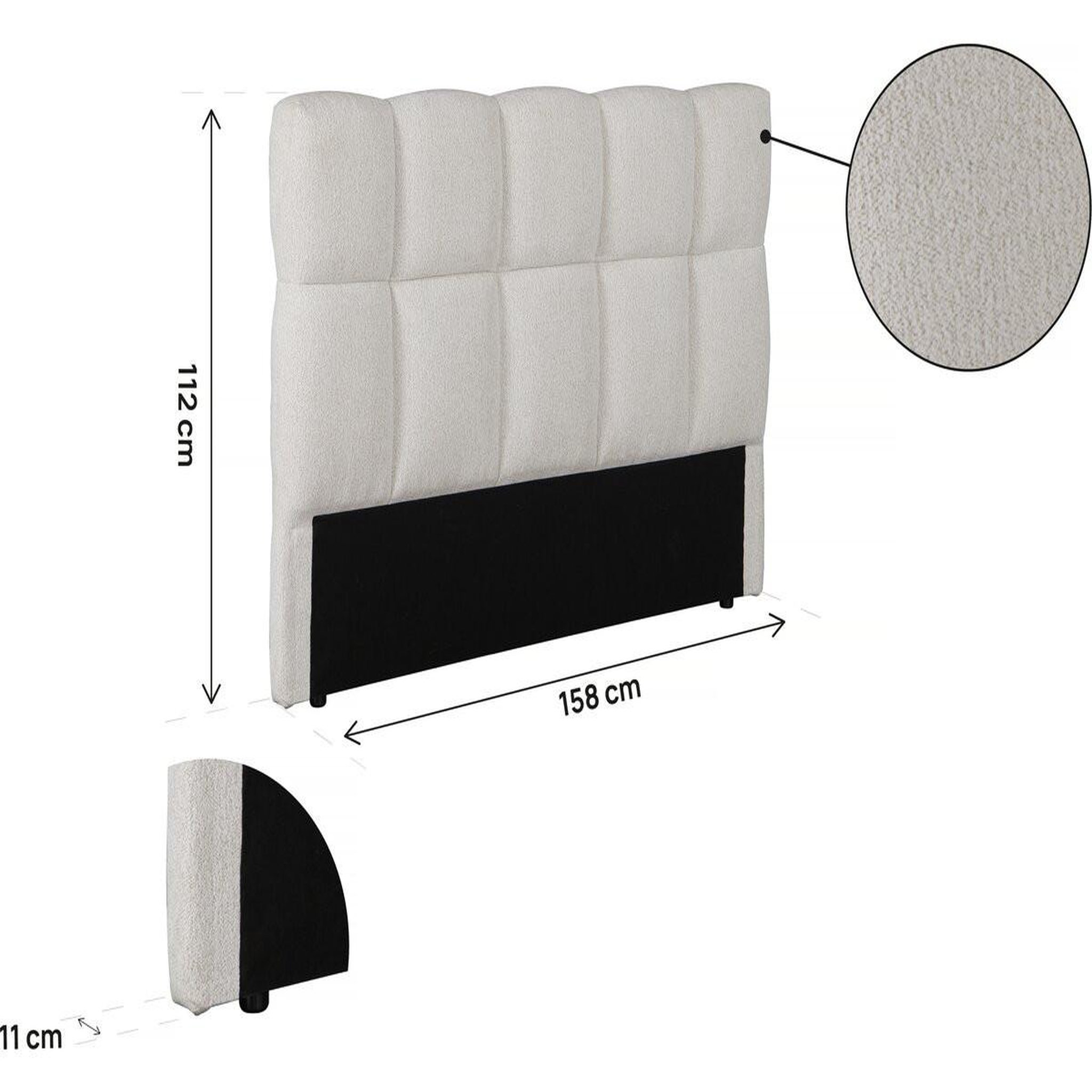Voir la diapositive 3 : Habitat et Jardin Tête de lit en tissu épais style bubble  alpe d'huez  - 140 cm - beige
