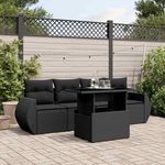 VIDAXL Salon de jardin 5 pcs avec coussins noir resine tressee