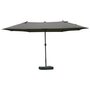 Voir la diapositive 1 : OUTSUNNY Parasol de jardin XXL dim. 4,6L x 2,7l x 2,4H m ouverture fermeture manivelle pied & contrepoids inclus acier polyester haute densité gris