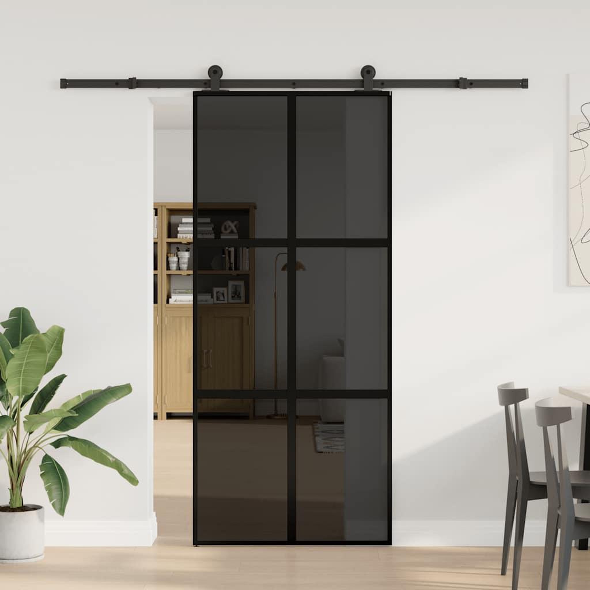 Voir la diapositive 2 : VIDAXL Porte coulissante kit de quincaillerie trempe verre aluminium