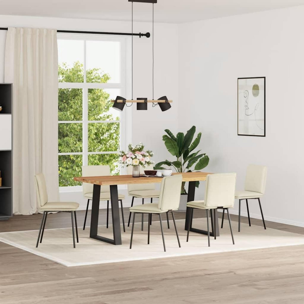 VIDAXL Chaises a manger lot de 6 creme velours