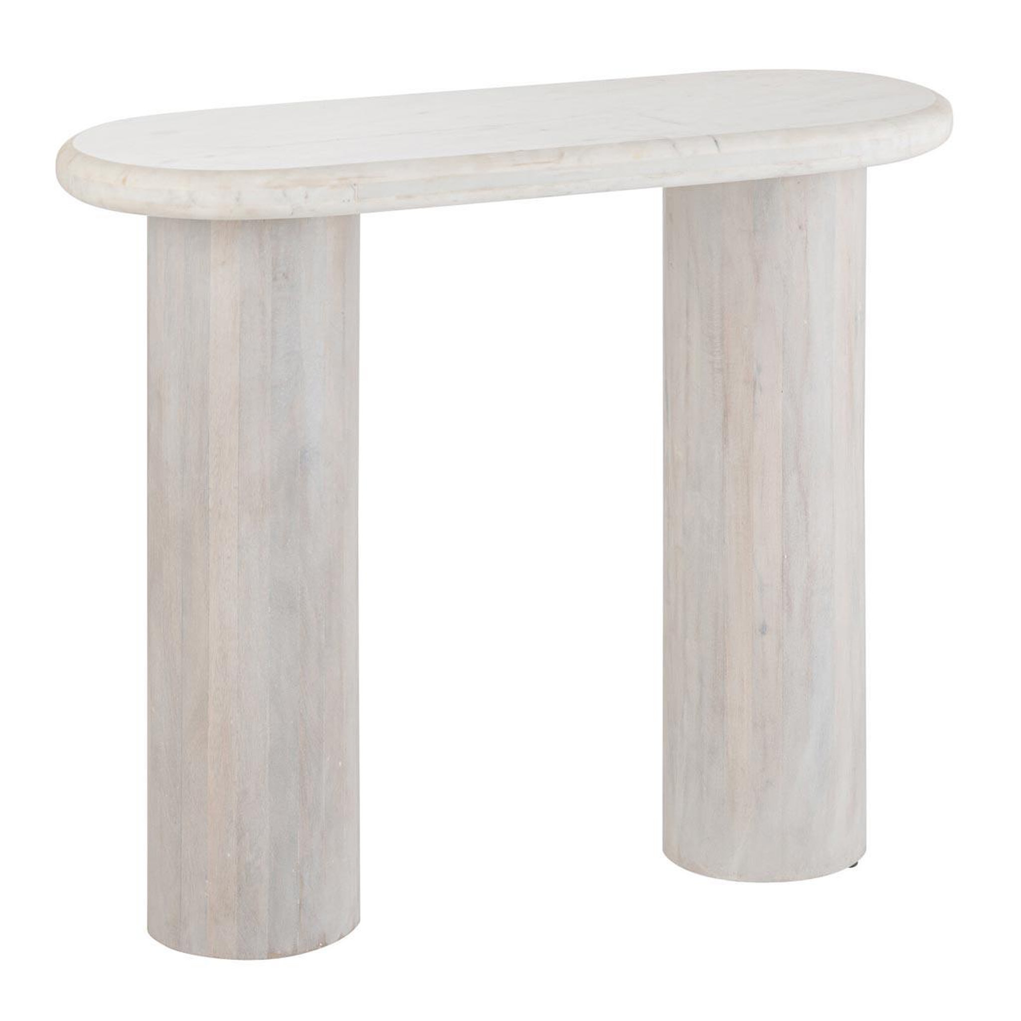 J-LINE Console ovale en marbre  noor  91cm blanc cassé