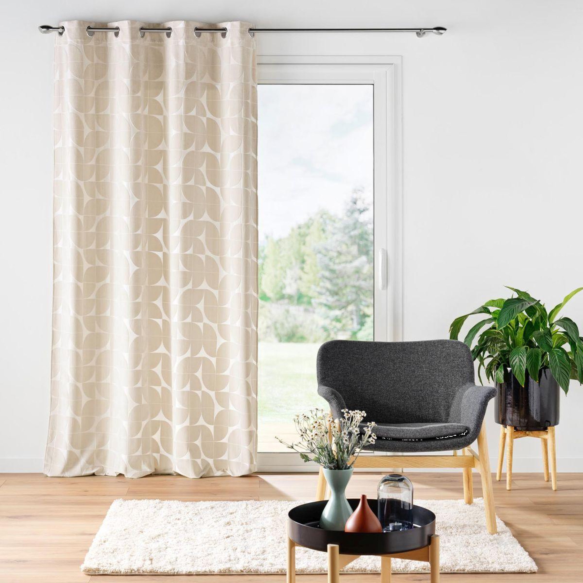 Voir la diapositive 5 : Douceur d'Intérieur Rideau à œillets en velours  geolia  135x260cm naturel